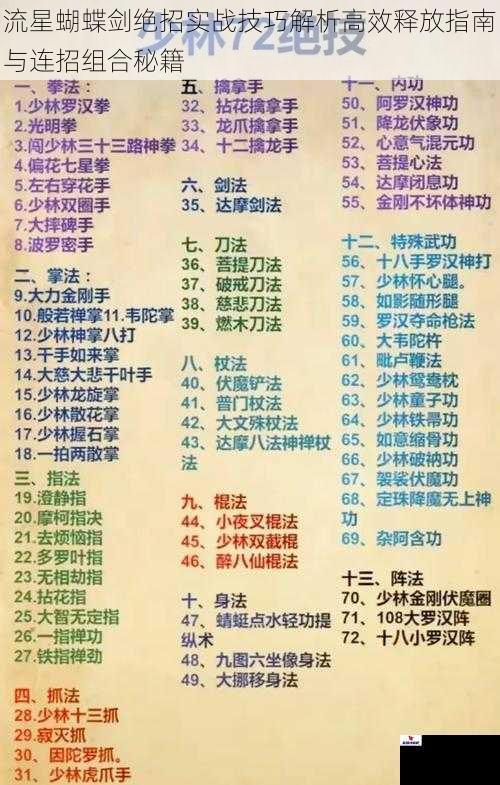 流星蝴蝶剑绝招实战技巧解析高效释放指南与连招组合秘籍