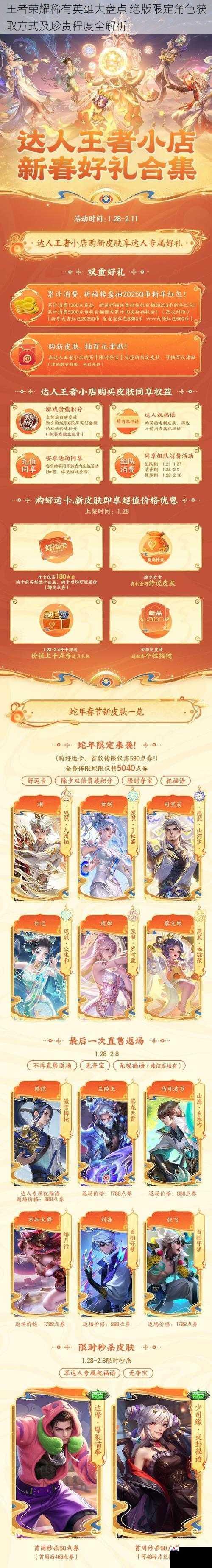 王者荣耀稀有英雄大盘点 绝版限定角色获取方式及珍贵程度全解析