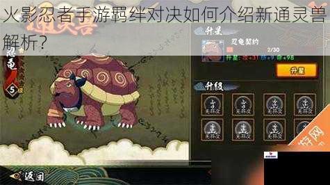 火影忍者手游羁绊对决如何介绍新通灵兽解析？