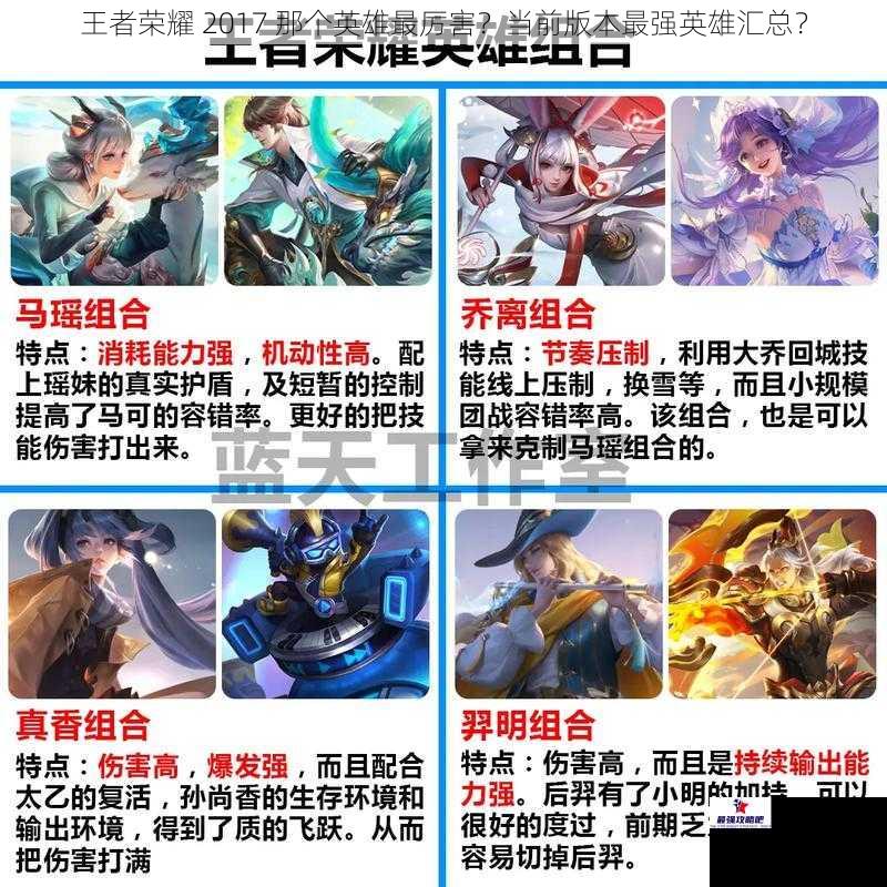 王者荣耀 2017 那个英雄最厉害？当前版本最强英雄汇总？