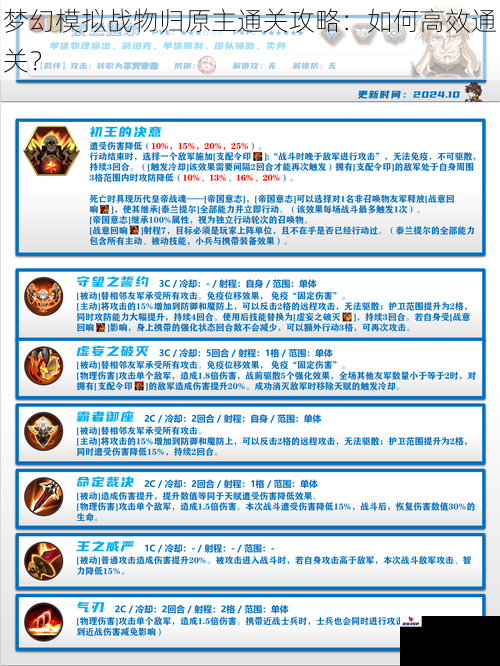 梦幻模拟战物归原主通关攻略：如何高效通关？