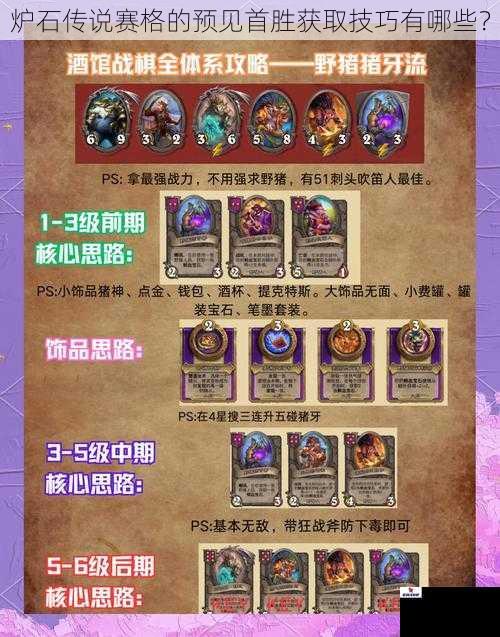 炉石传说赛格的预见首胜获取技巧有哪些？