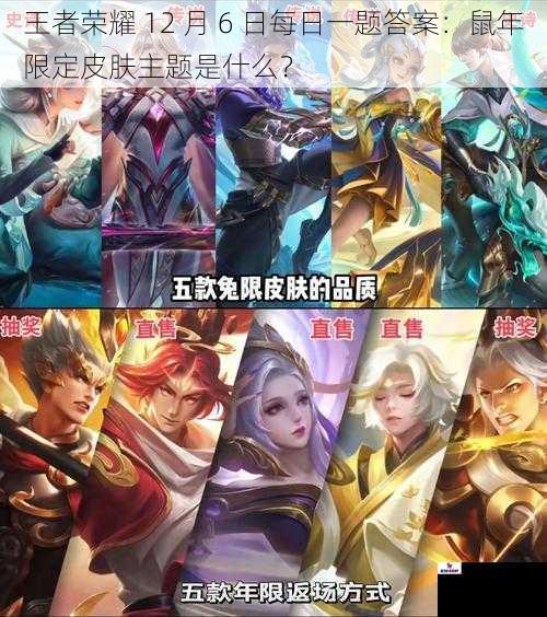 王者荣耀 12 月 6 日每日一题答案：鼠年限定皮肤主题是什么？