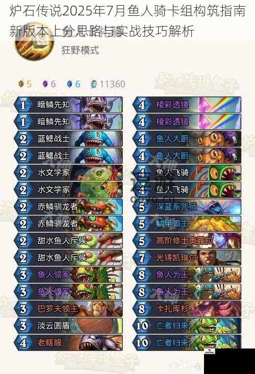 炉石传说2025年7月鱼人骑卡组构筑指南新版本上分思路与实战技巧解析