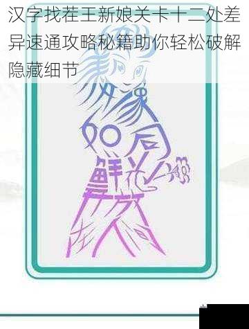 汉字找茬王新娘关卡十二处差异速通攻略秘籍助你轻松破解隐藏细节