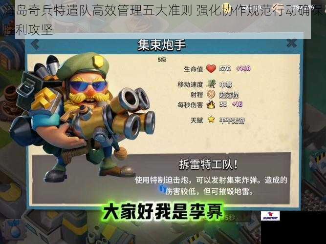 海岛奇兵特遣队高效管理五大准则 强化协作规范行动确保胜利攻坚