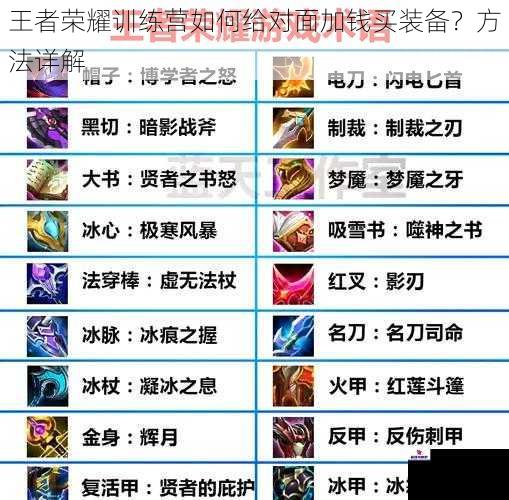 王者荣耀训练营如何给对面加钱买装备？方法详解