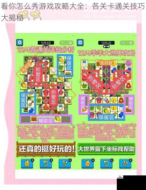 看你怎么秀游戏攻略大全：各关卡通关技巧大揭秘