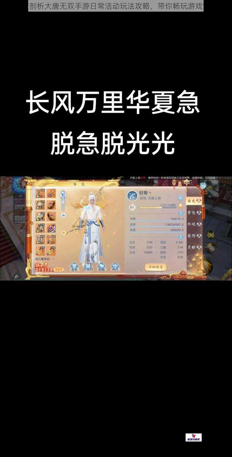 深度剖析大唐无双手游日常活动玩法攻略，带你畅玩游戏世界
