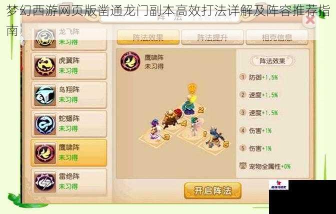 梦幻西游网页版凿通龙门副本高效打法详解及阵容推荐指南